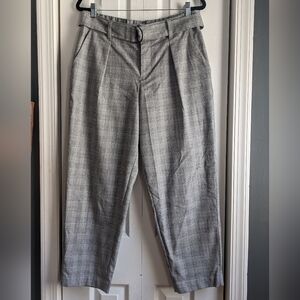 a new day grey plaid cropped belted pants